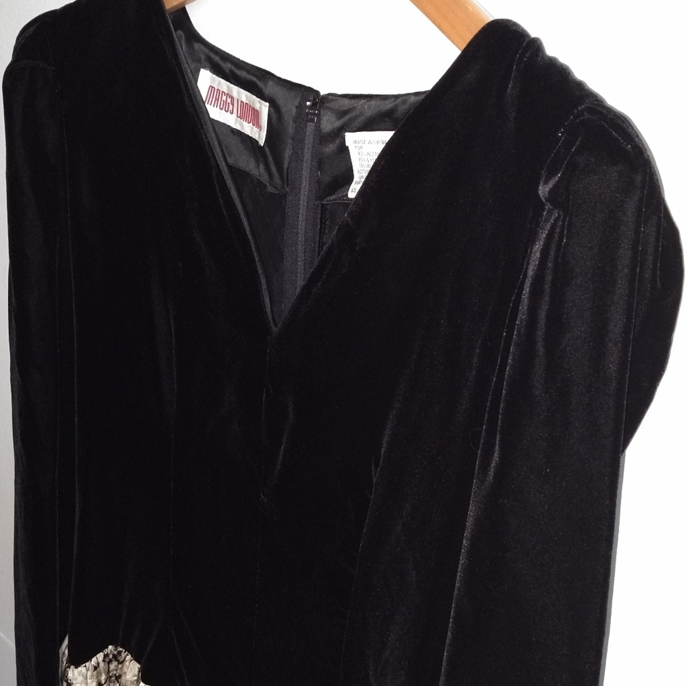 Vintage Maggy London Velvet Silk Dress Size 8